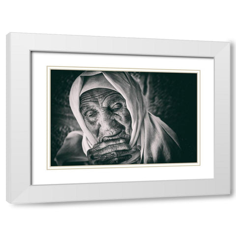 Worried White Modern Wood Framed Art Print with Double Matting by Al Adwan, Rami
