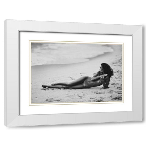 Katrin And The Sea White Modern Wood Framed Art Print with Double Matting by Rise, Zachar
