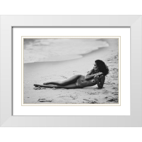 Katrin And The Sea White Modern Wood Framed Art Print with Double Matting by Rise, Zachar