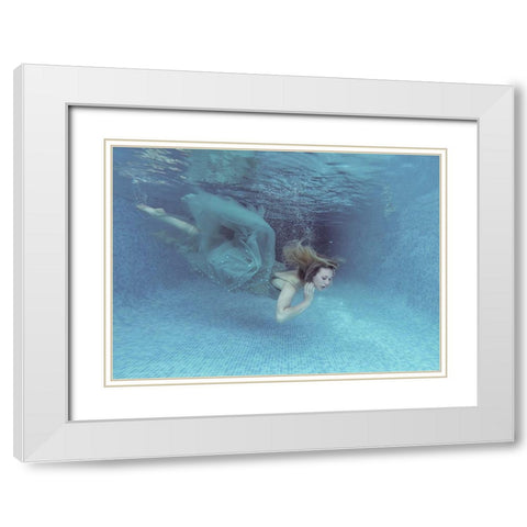 Beneath The Blue White Modern Wood Framed Art Print with Double Matting by Jones, Karen