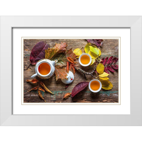 Tea Of September White Modern Wood Framed Art Print with Double Matting by Aristov, Stanislav