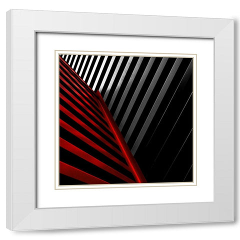 Silver Red White Modern Wood Framed Art Print with Double Matting by Claes, Gilbert