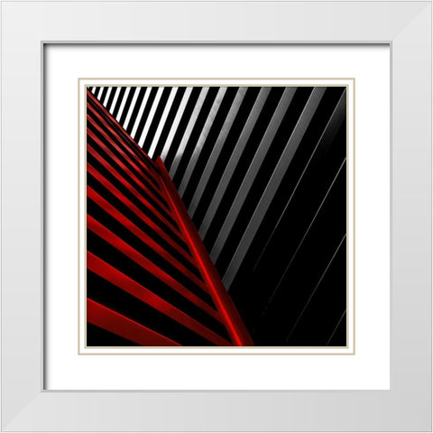 Silver Red White Modern Wood Framed Art Print with Double Matting by Claes, Gilbert