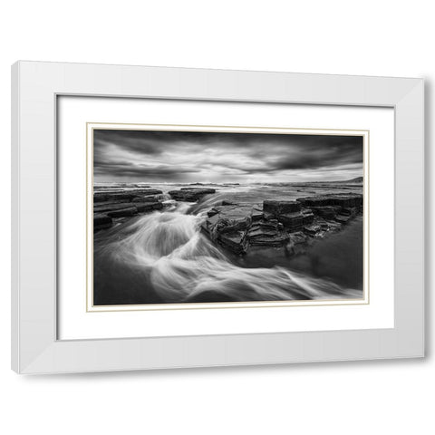Dance Of Water White Modern Wood Framed Art Print with Double Matting by Zhu, Jingshu