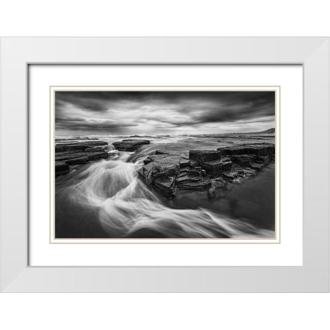 Dance Of Water White Modern Wood Framed Art Print with Double Matting by Zhu, Jingshu