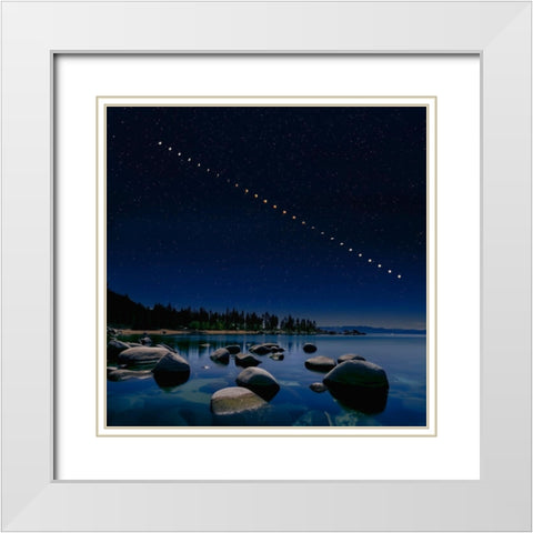 Total Lunar Eclipse White Modern Wood Framed Art Print with Double Matting by Zhu, Hua