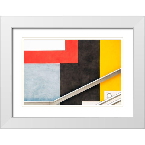 Colour Block White Modern Wood Framed Art Print with Double Matting by Wride, Linda