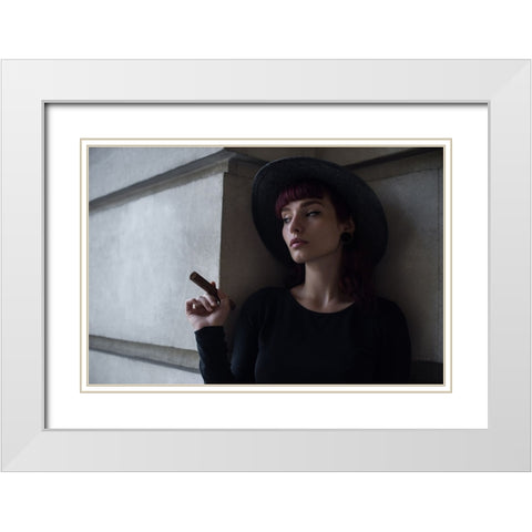 Untitled White Modern Wood Framed Art Print with Double Matting by Kostadinov, Bobby