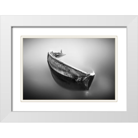 Solitude White Modern Wood Framed Art Print with Double Matting by Valdivieso, Miguel
