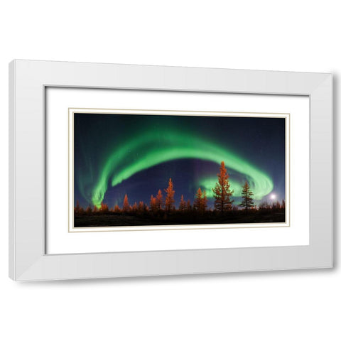 Northern Lights White Modern Wood Framed Art Print with Double Matting by Snegirev, Andrey