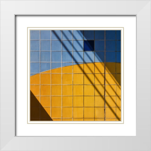 Square Shadow White Modern Wood Framed Art Print with Double Matting by van Maastricht, Henk