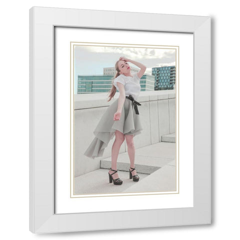 Rooftop Fashion Mood. White Modern Wood Framed Art Print with Double Matting by Kristiano