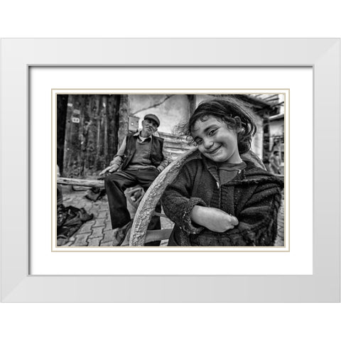 Happy Eyes White Modern Wood Framed Art Print with Double Matting by Aydogdu, Veli