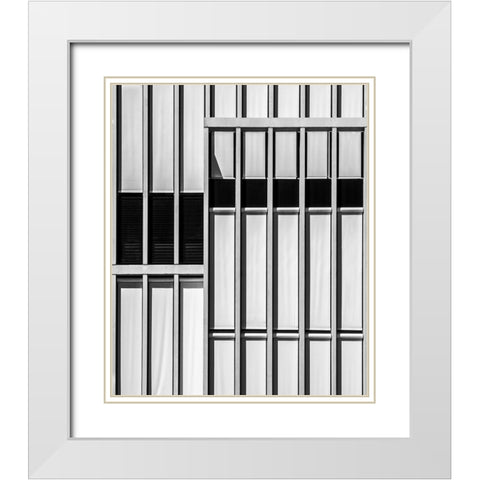 Abacus Wall White Modern Wood Framed Art Print with Double Matting by Claes, Gilbert