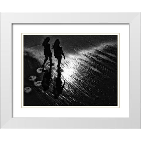 Impronte White Modern Wood Framed Art Print with Double Matting by Della Latta, Massimo
