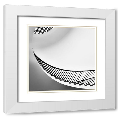 Curving Up White Modern Wood Framed Art Print with Double Matting by Van De, Jeroen