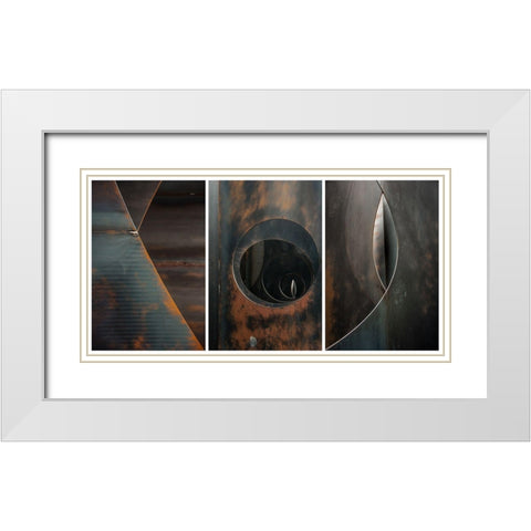 Triptich White Modern Wood Framed Art Print with Double Matting by Ghesquiere, Hilde