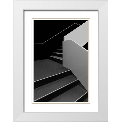 Handrails White Modern Wood Framed Art Print with Double Matting by Azevedo, Olavo