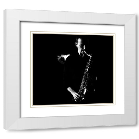 Musician White Modern Wood Framed Art Print with Double Matting by Pugliesi, Silvia