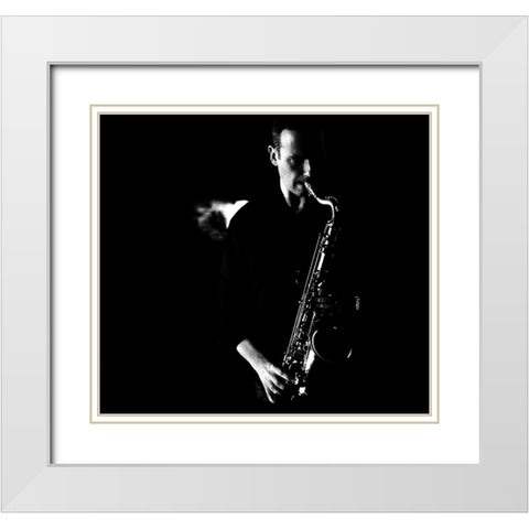 Musician White Modern Wood Framed Art Print with Double Matting by Pugliesi, Silvia