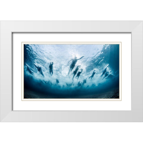 Swim White Modern Wood Framed Art Print with Double Matting by Lopresti, Davide