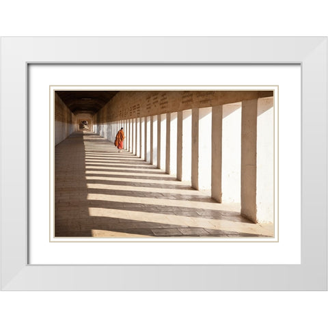 Looking Back White Modern Wood Framed Art Print with Double Matting by B N, Joe