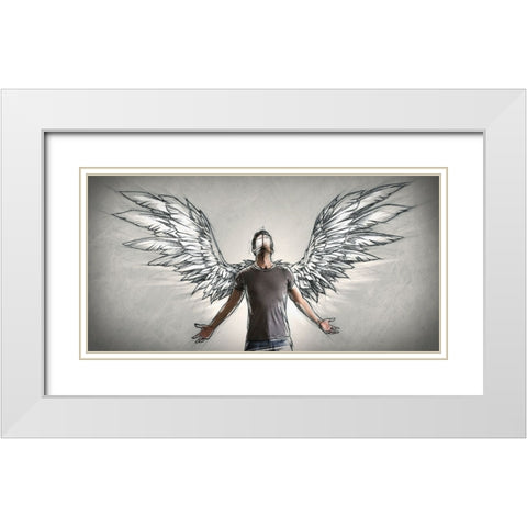 Sketch The Dream White Modern Wood Framed Art Print with Double Matting by Del Grosso, Sebastien