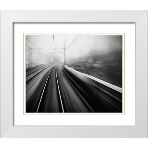 From The Last Wagon Of The Train White Modern Wood Framed Art Print with Double Matting by Persson, Mats