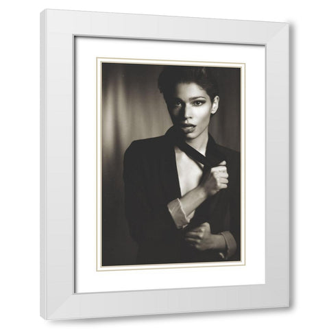 Woman White Modern Wood Framed Art Print with Double Matting by Renzulli, Antonella