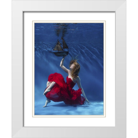 Never Let Go White Modern Wood Framed Art Print with Double Matting by Jones, Karen