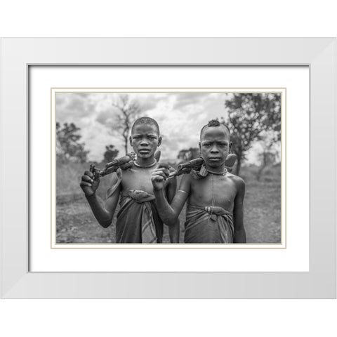 Young Wariors White Modern Wood Framed Art Print with Double Matting by Solinski, Tomasz