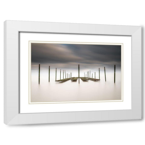 The Oyster Bar White Modern Wood Framed Art Print with Double Matting by Staelens, Christophe