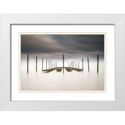 The Oyster Bar White Modern Wood Framed Art Print with Double Matting by Staelens, Christophe