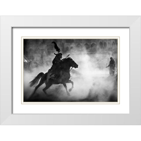 Lunge White Modern Wood Framed Art Print with Double Matting by Momeni, Mohammadreza