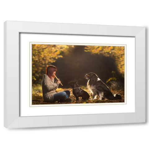 Magic Sound White Modern Wood Framed Art Print with Double Matting by Campo, Stefano