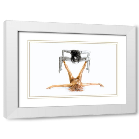 Silver On Gold - Gymnast Series White Modern Wood Framed Art Print with Double Matting by Ashton-Jones, Howard
