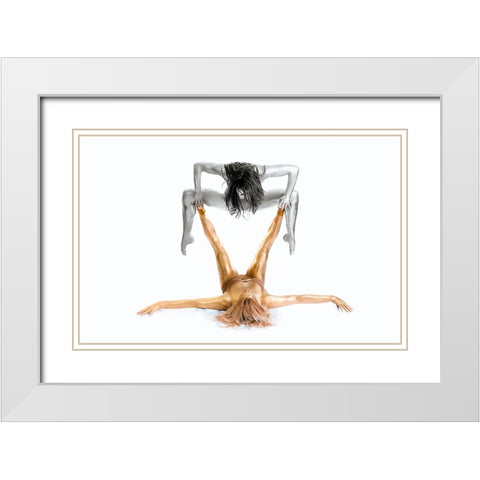 Silver On Gold - Gymnast Series White Modern Wood Framed Art Print with Double Matting by Ashton-Jones, Howard