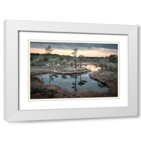 Spilled Paint White Modern Wood Framed Art Print with Double Matting by Cirulis, Reinis