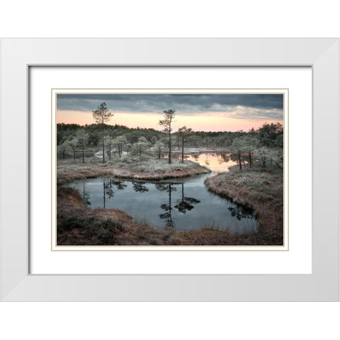Spilled Paint White Modern Wood Framed Art Print with Double Matting by Cirulis, Reinis