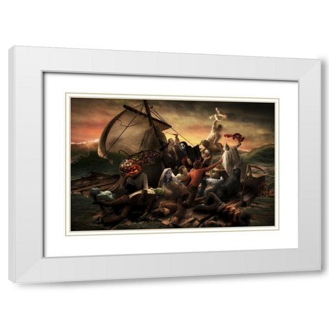 The Raft Of Halloween White Modern Wood Framed Art Print with Double Matting by Kiciak, Christophe