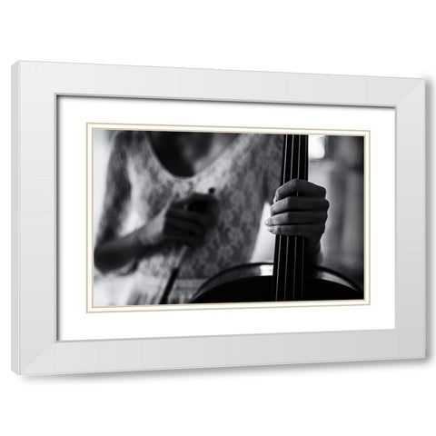 Break For The Cello White Modern Wood Framed Art Print with Double Matting by Schleicher-Schwarz, Roswitha