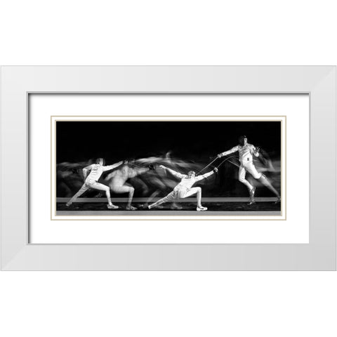 Fencing #1 White Modern Wood Framed Art Print with Double Matting by Ghesquiere, Hilde