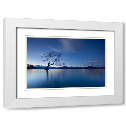 Wanaka Twilight White Modern Wood Framed Art Print with Double Matting by Zhang, Yan