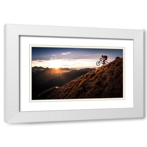 Live The Adventure White Modern Wood Framed Art Print with Double Matting by Bertoncelj, Sandi