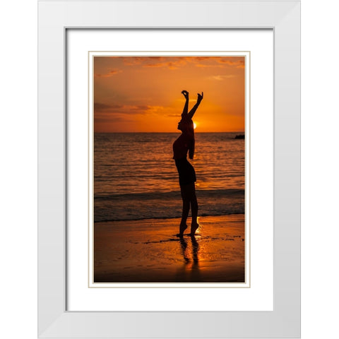 Dancing On The Sunset White Modern Wood Framed Art Print with Double Matting by Bondarenko, Yulia