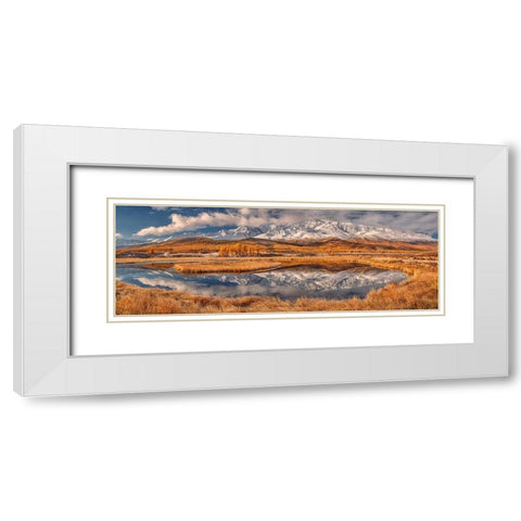 Mirror For Mountains White Modern Wood Framed Art Print with Double Matting by Shcherbina, Valeriy