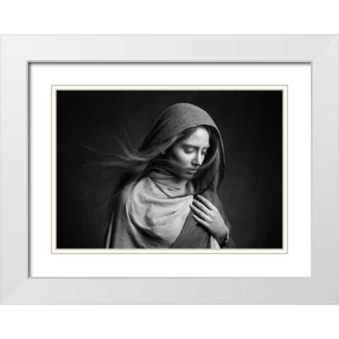 Nafas White Modern Wood Framed Art Print with Double Matting by Mokhtari, Mehdi