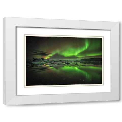 Glacier Lagoon White Modern Wood Framed Art Print with Double Matting by Hoffmann, Raymond