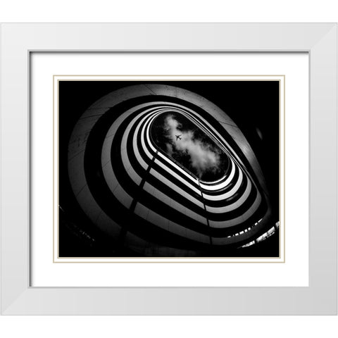 Hole White Modern Wood Framed Art Print with Double Matting by Tajima, Koji