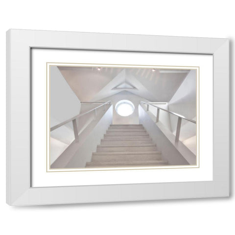High-Key Staircase White Modern Wood Framed Art Print with Double Matting by Depaepe, Yvette